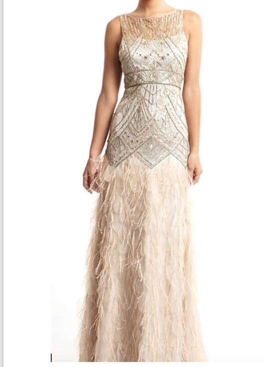 Sue Wong Dresses & Skirts - Sue Wong Rare Feather Petal Gown Champagne Silver 2 xs